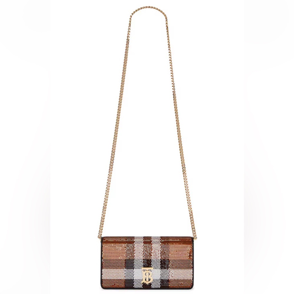 NWT BURBERRY
Lola Sequin Check Chain Wallet Bag